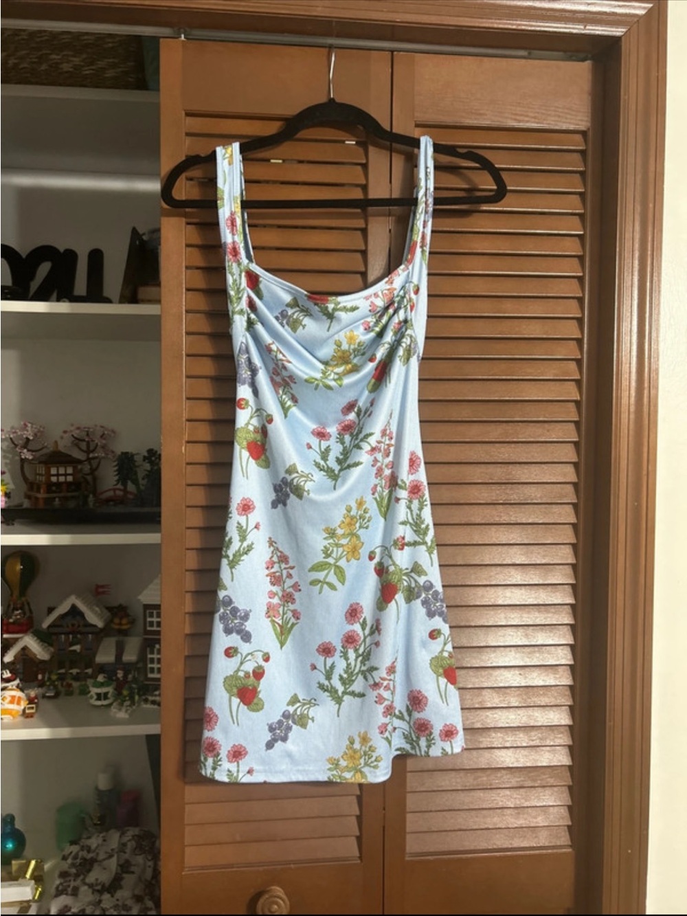 Cider Light Blue Floral Slip Mini Dress